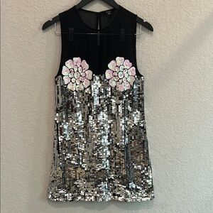 Nasty Girl Black Sequin Dress with Floral Design size 4